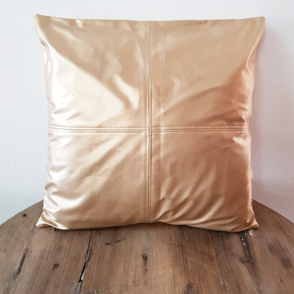 Fux Leather Gold Scatter Pillow - Gold Leather